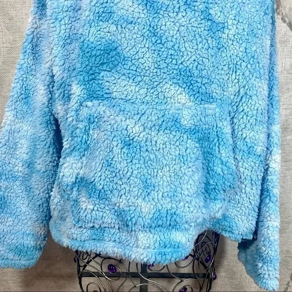 PINK Victoria's Secret blue Tie Dye Cloud Sherpa Sweater size L - Picture 2 of 10